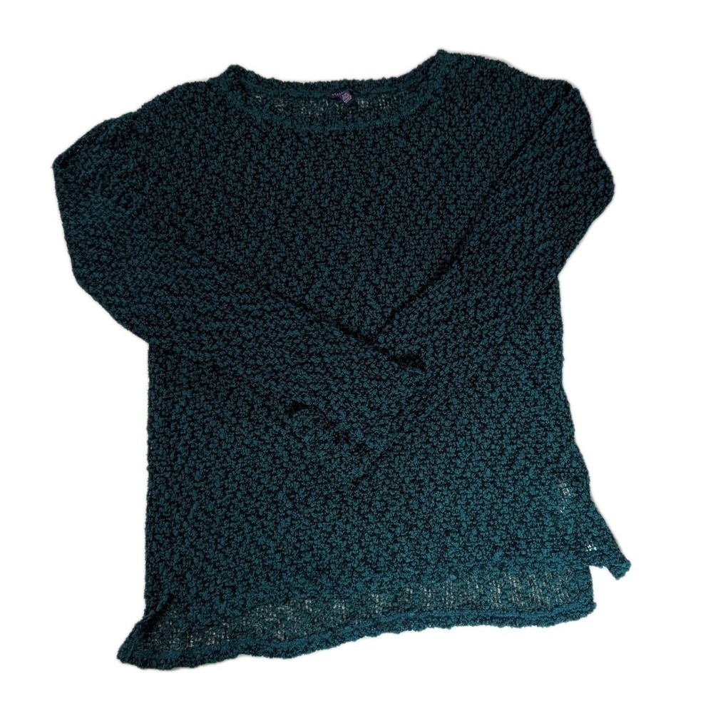 Aeropostale Teal Green Popcorn Knit Sweater Large Semi-Sheer Bouclé Whimsigoth